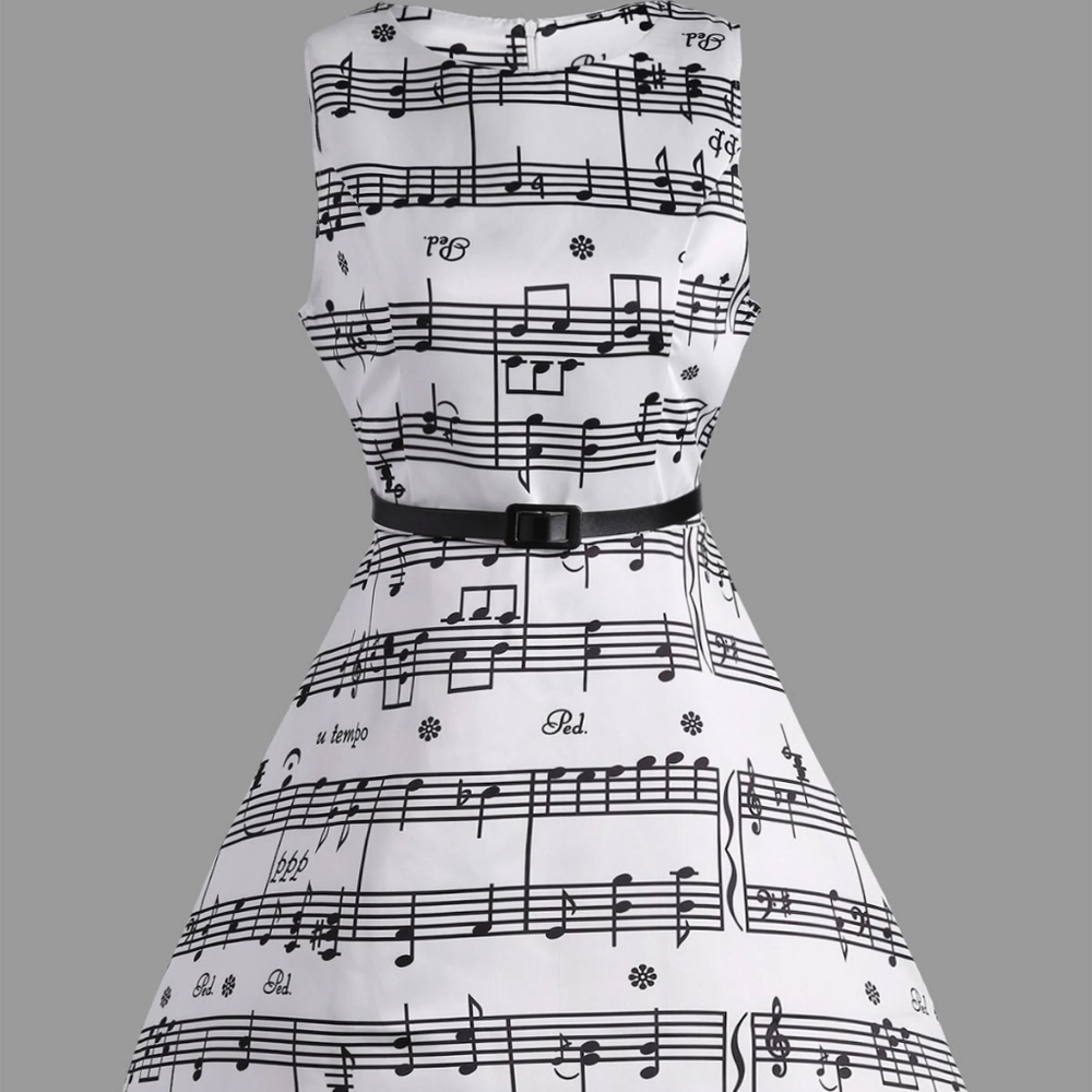 NWOT Dresslily Music Note Print Swing Party Dress